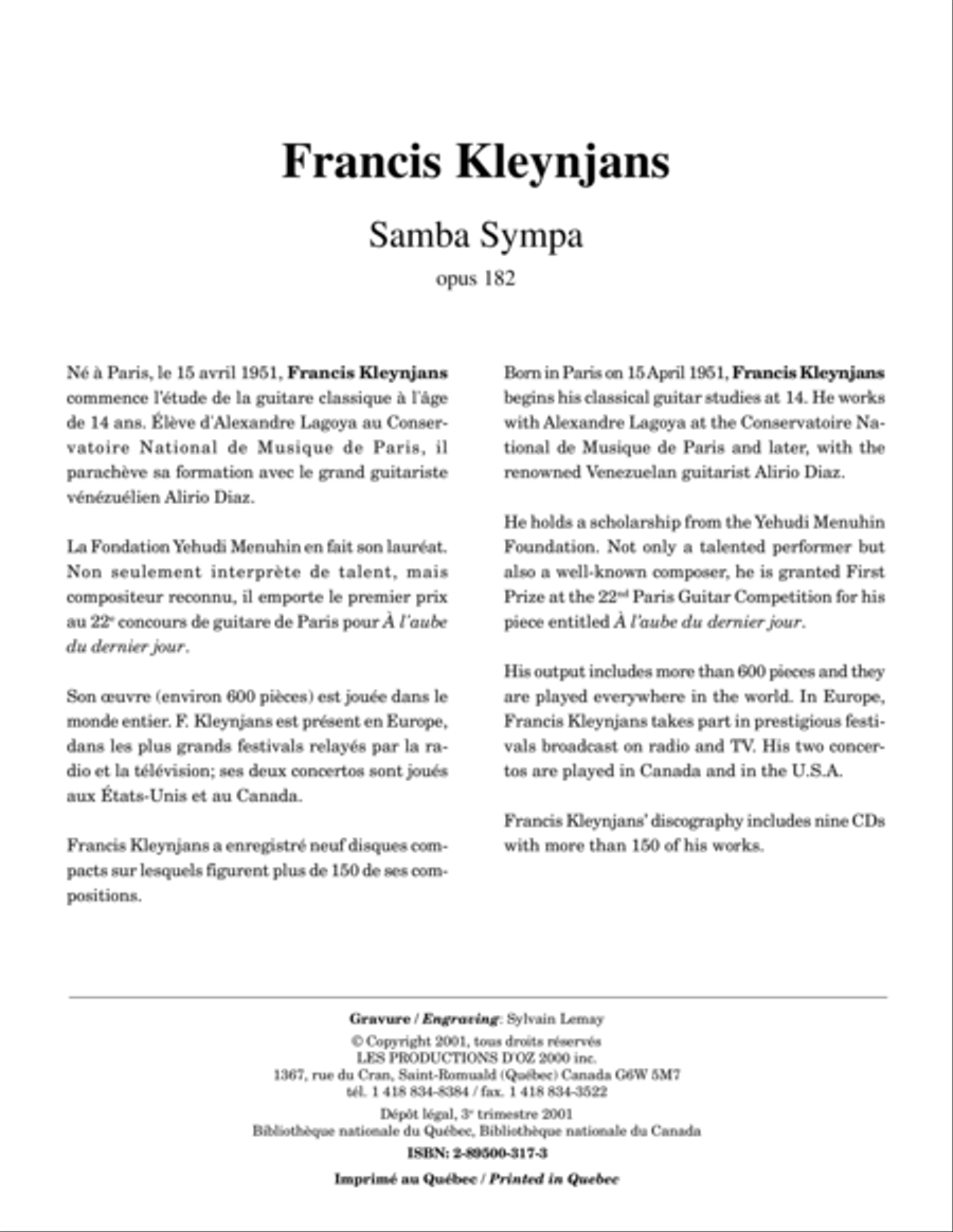 Samba Sympa Classical Guitar scores gallery preview page 1