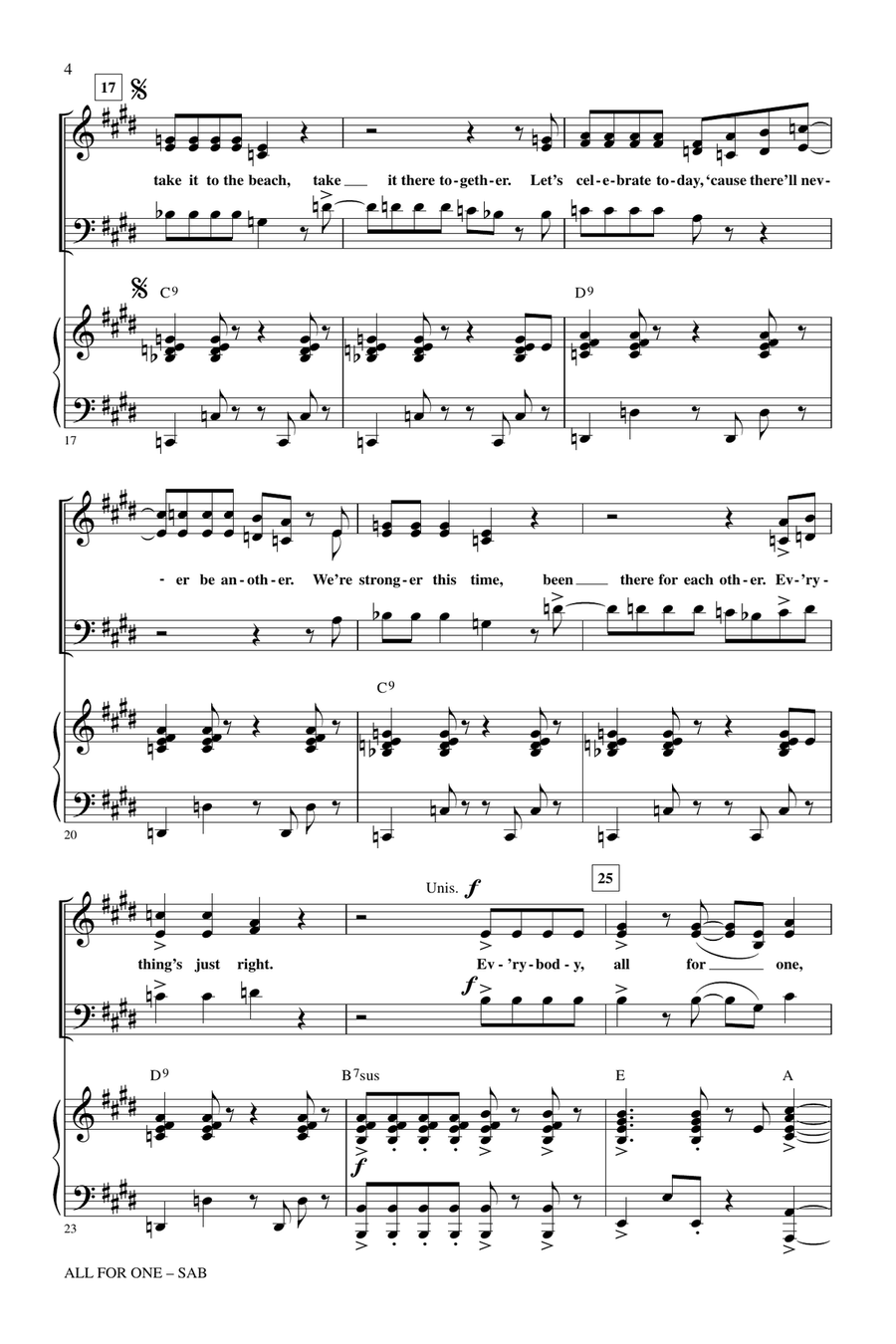 All For One (from High School Musical 2) 3-Part scores gallery preview page 3