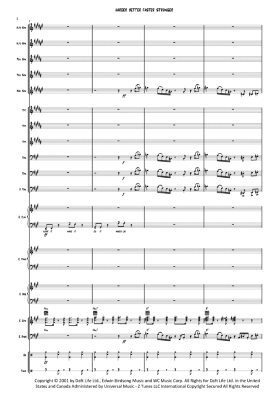 Harder, Better, Faster, Stronger Jazz Ensemble scores gallery preview page 2