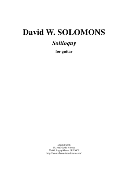 David Warin Solomons: Soliloquy for solo guitar image number null