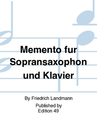 Book cover for Memento fur Sopransaxophon und Klavier