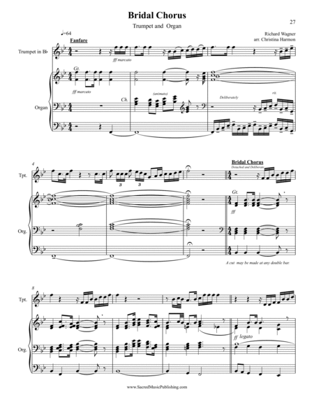 Wagner Bridal Chorus and Fanfare – Trumpet and Organ image number null