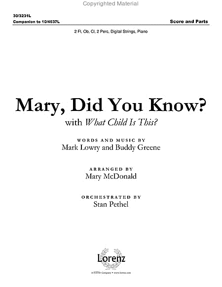 Mary, Did You Know? - Instrumental Ensemble Score and Parts image number null