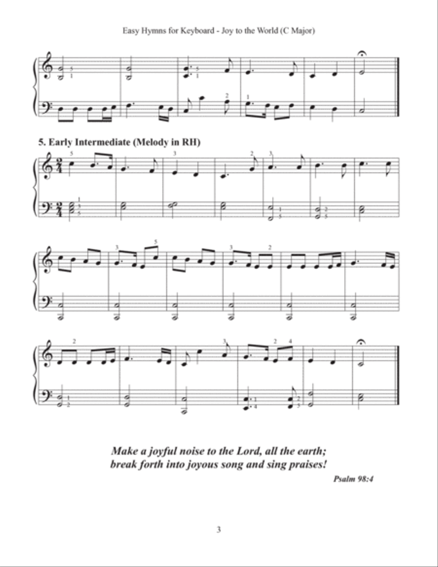 Joy to the World (Easy Hymns for Keyboard) Piano Method scores gallery preview page 5