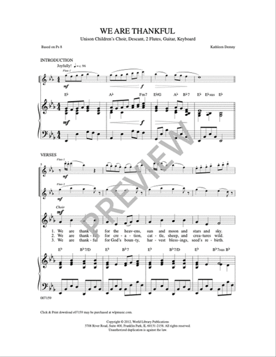 We Are Thankful We Are Thankful Unison Choir scores gallery preview page 6