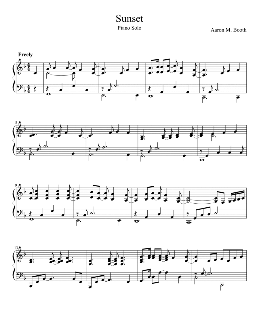 Sunset Piano Solo scores gallery preview page 1