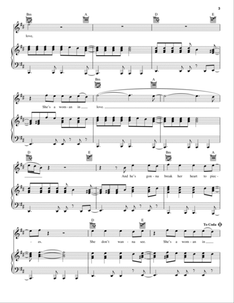 A Woman In Love: It's Not Me Piano, Vocal, Guitar scores gallery preview page 3