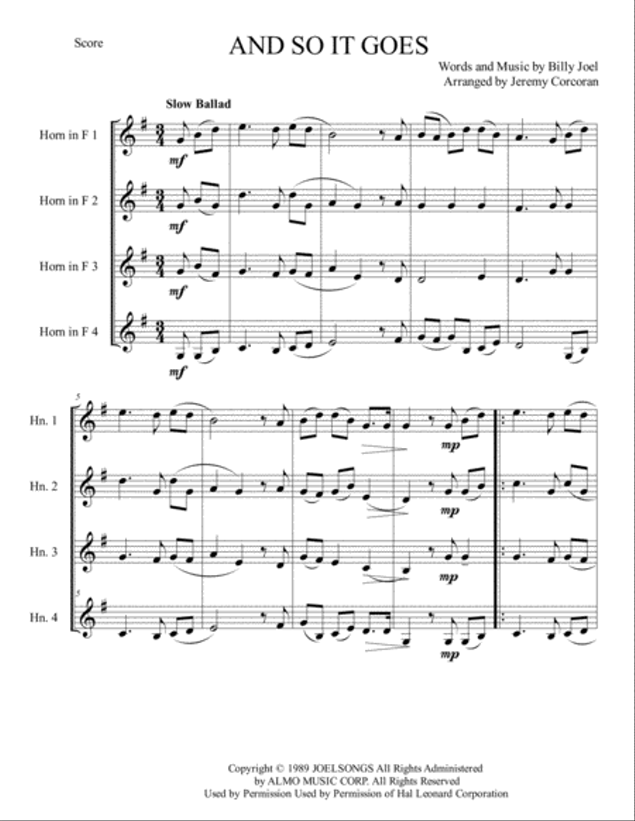 And So It Goes Brass Ensemble scores gallery preview page 2