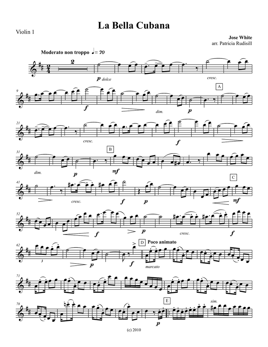 La Bella Cubana, for string quartet String Quartet scores gallery preview page 1