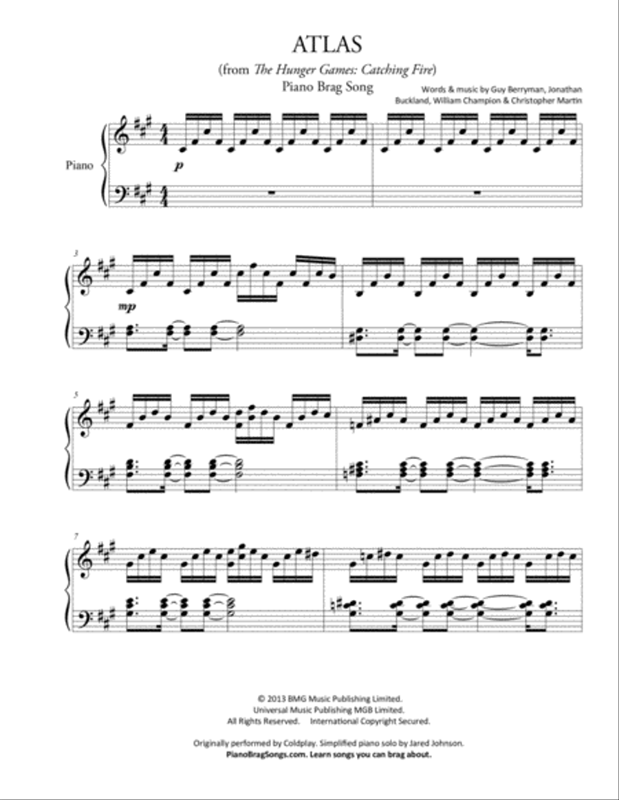 Atlas from THE HUNGER GAMES: CATCHING FIRE Easy Piano scores gallery preview page 2
