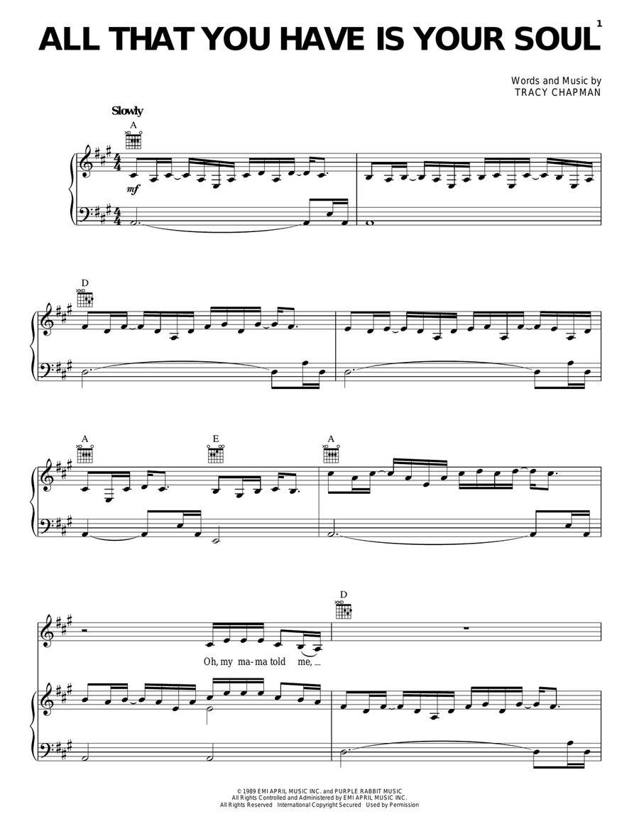 All That You Have Is Your Soul Piano, Vocal, Guitar scores gallery preview page 1