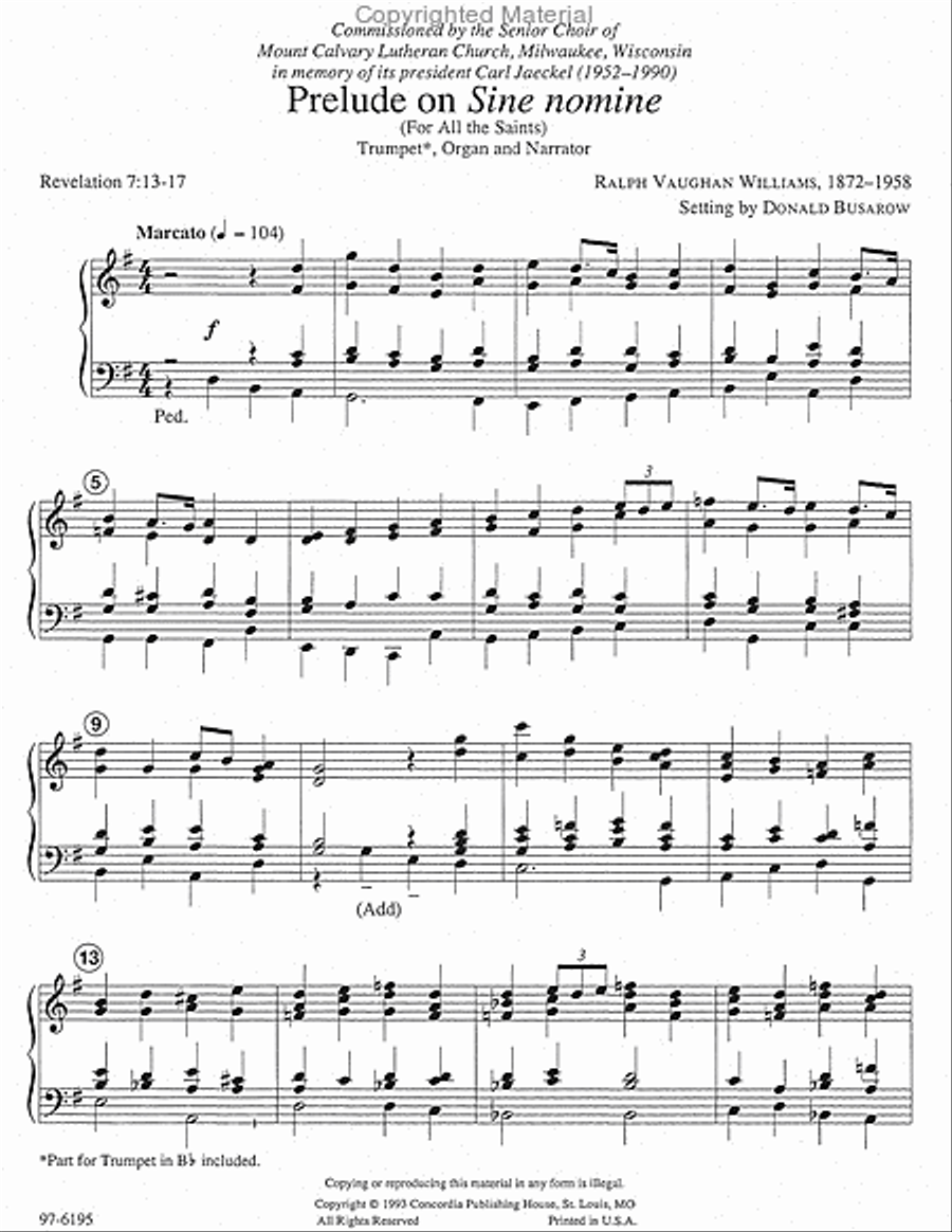 Prelude on Sine nomine (For All the Saints) Trumpet scores gallery preview page 2