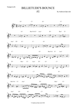 Billietude's Bounce #1 for Trumpet in Bb - Easy Intermediate Blues/Jazz Original Etude