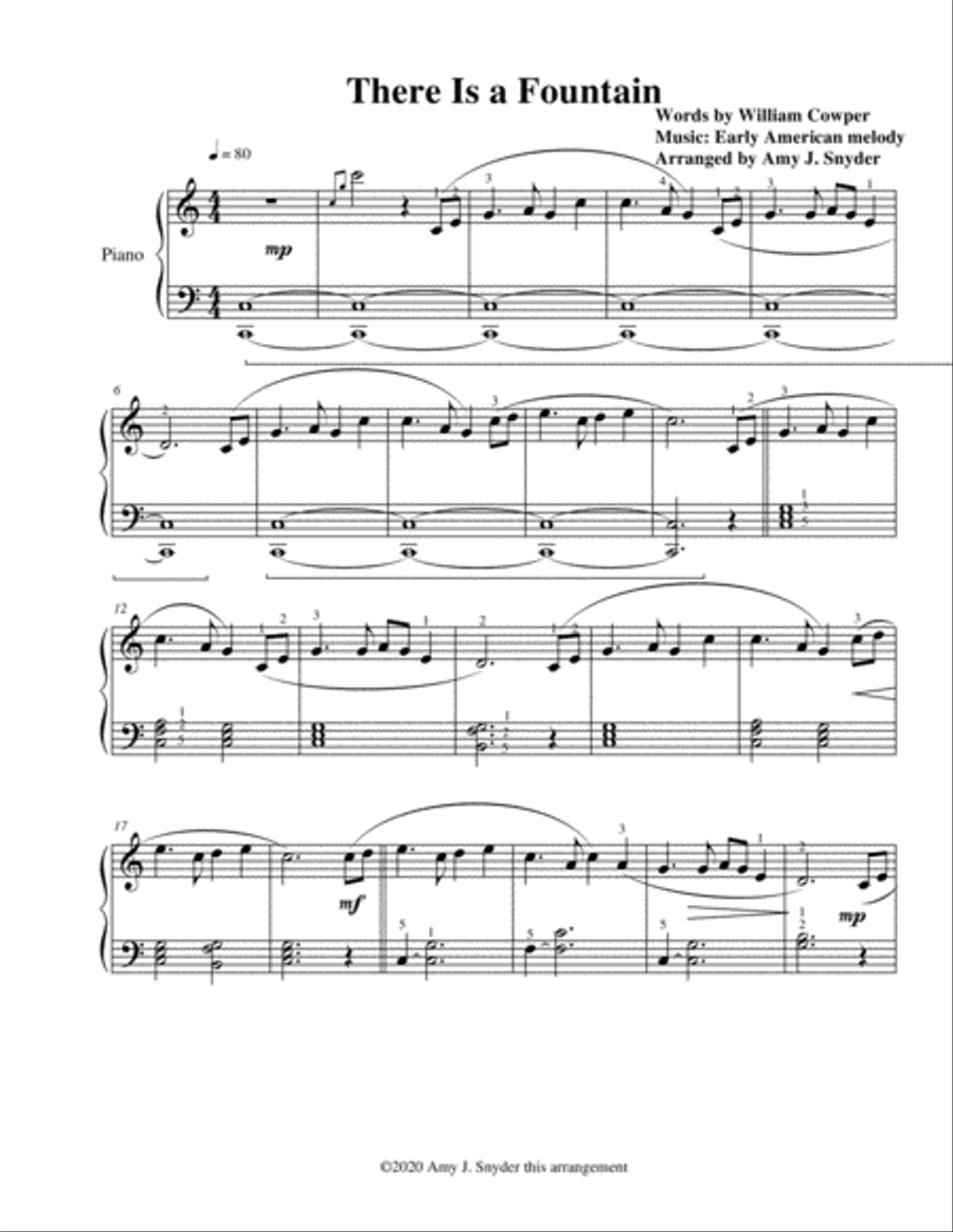 There Is A Fountain, easy piano solo Easy Piano scores gallery preview page 2