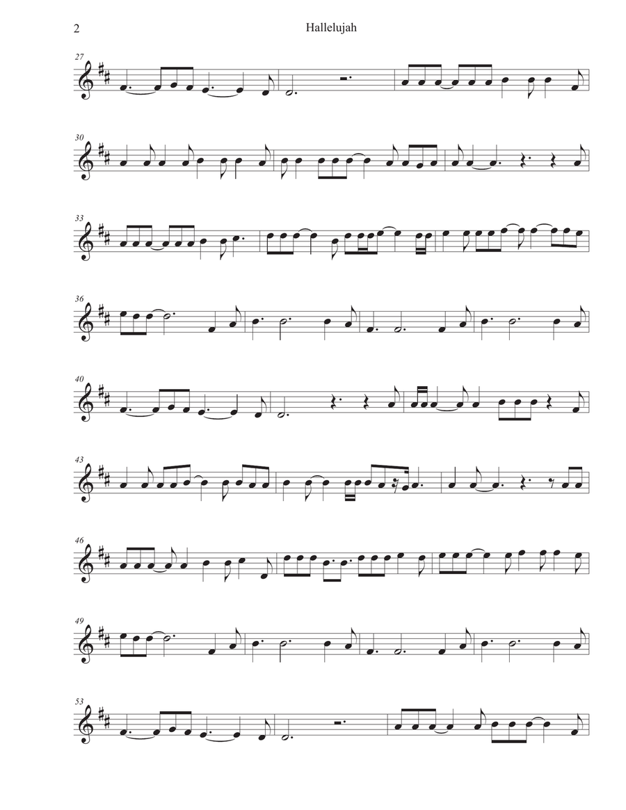 Hallelujah Tenor Saxophone scores gallery preview page 2