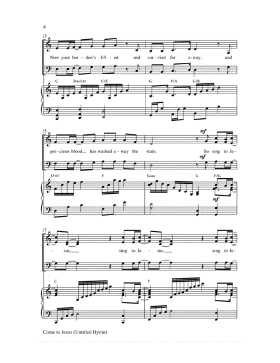 Come to Jesus (Untitled Hymn) 3-Part scores gallery preview page 5