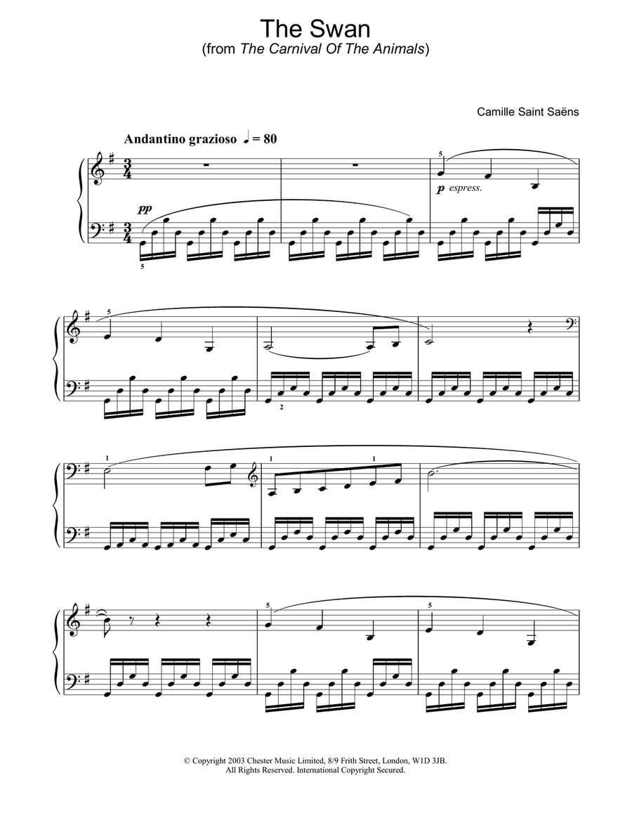 The Swan Piano Solo scores gallery preview page 1
