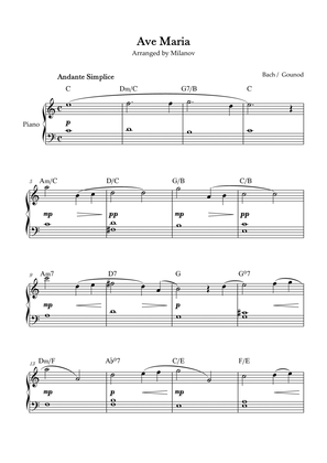Ave Maria Bach Gounod in C Easy Beginner Piano Chord