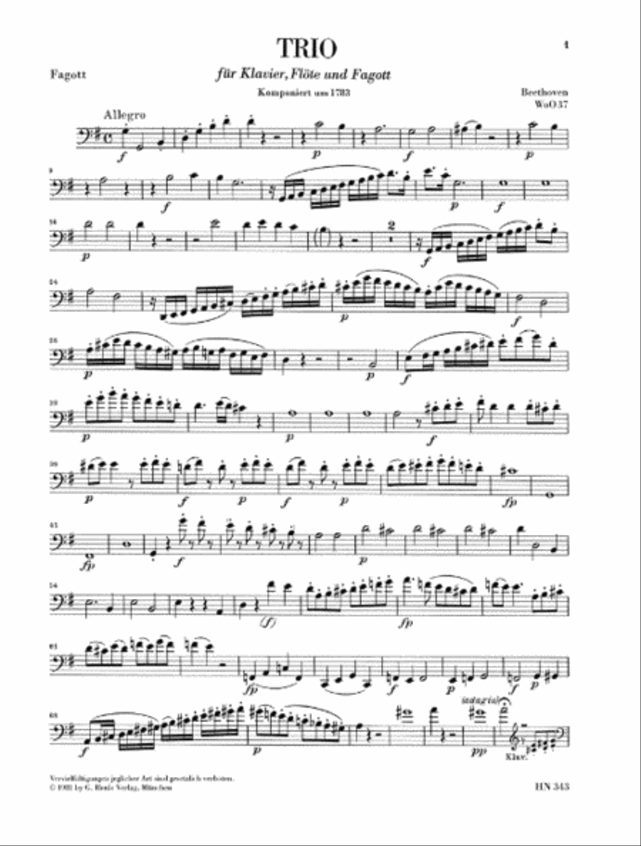 Trio for Piano, Flute, and Bassoon, WoO 37 Bassoon scores gallery preview page 4