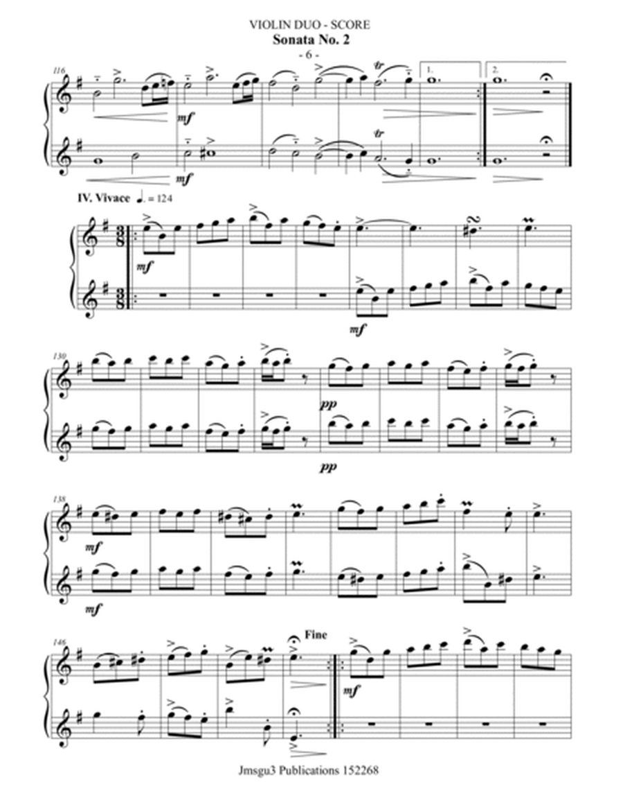 Loeillet: Sonata Op. 5 No. 2 for Violin Duo image number null