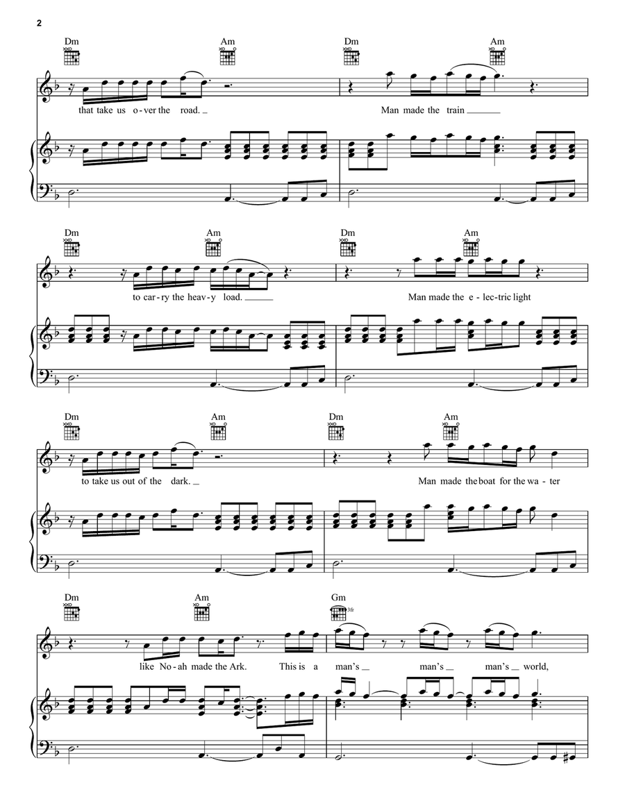It's A Man's Man's Man's World Piano, Vocal, Guitar scores gallery preview page 2