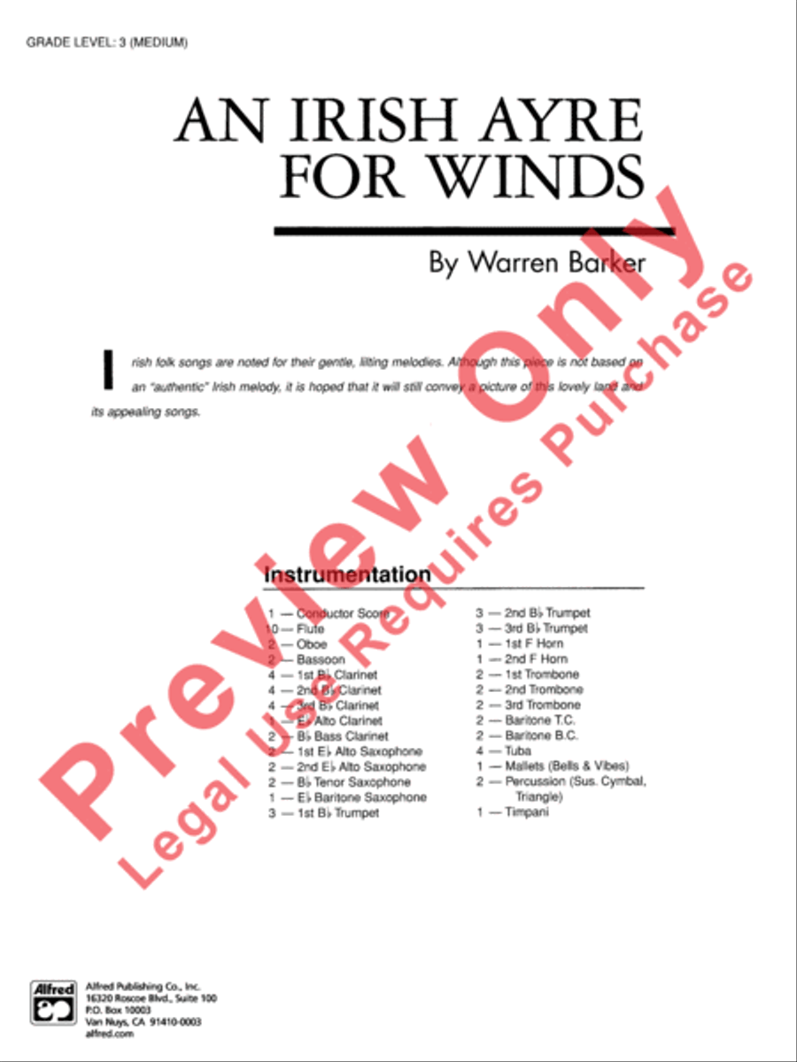 An Irish Ayre for Winds Concert Band scores gallery preview page 2