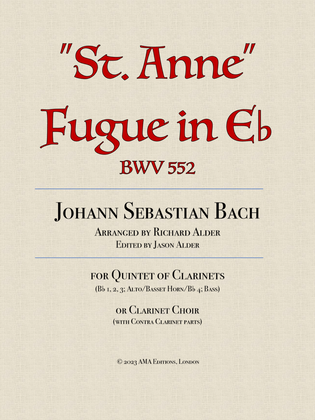 Book cover for "St Anne" Fugue in E-flat BWV 552 for clarinet choir