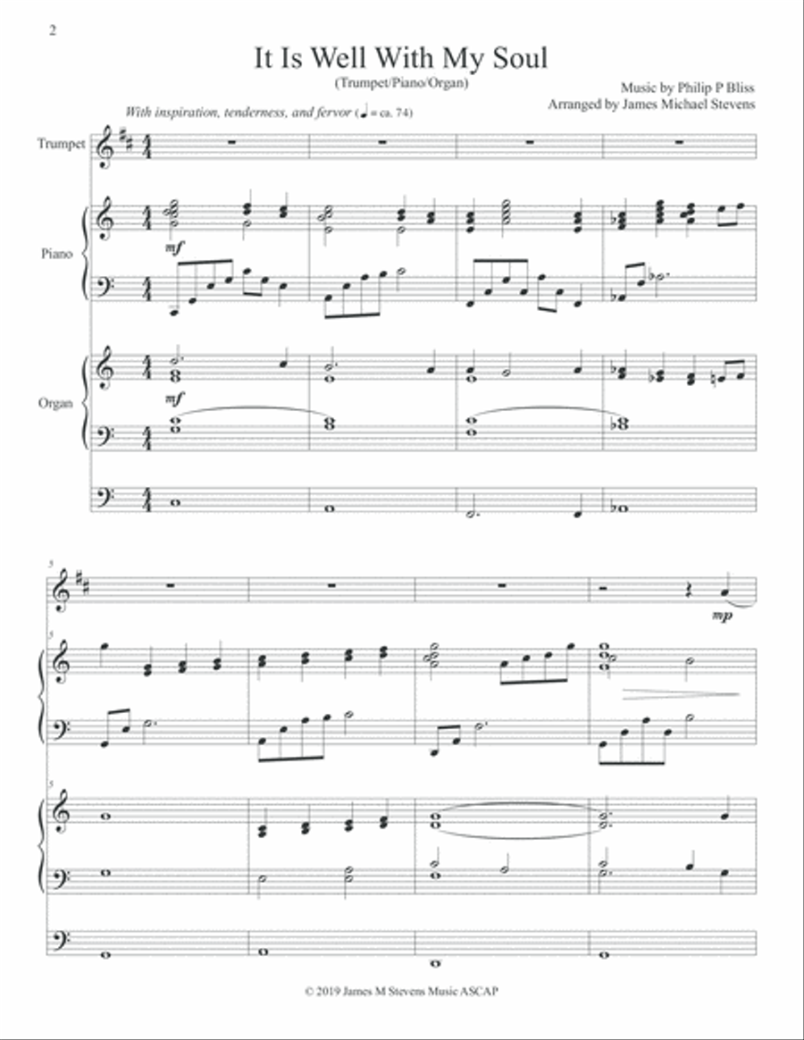 It Is Well With My Soul - Trumpet Solo, Piano, & Organ Trumpet Solo scores gallery preview page 2