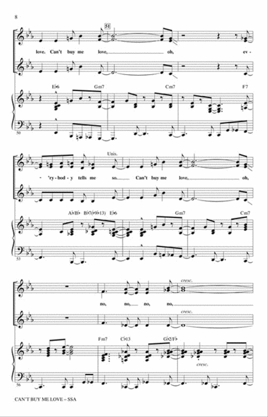 Can't Buy Me Love SSA scores gallery preview page 3