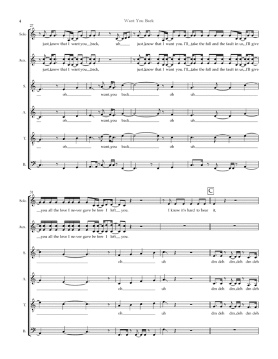 Want You Back Want You Back Divisi scores gallery preview page 4