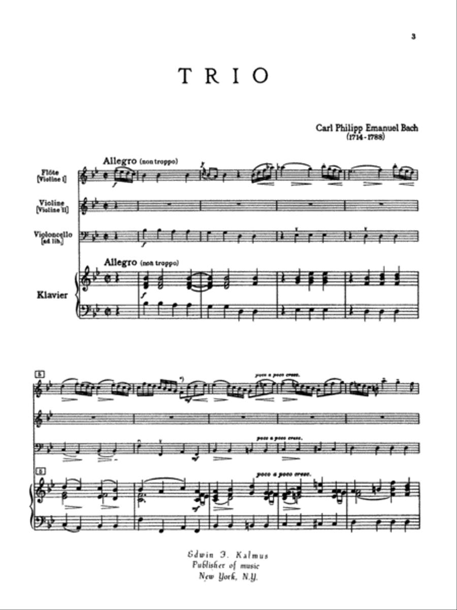 Trio in B-flat for Two Violins Small Ensemble scores gallery preview page 4
