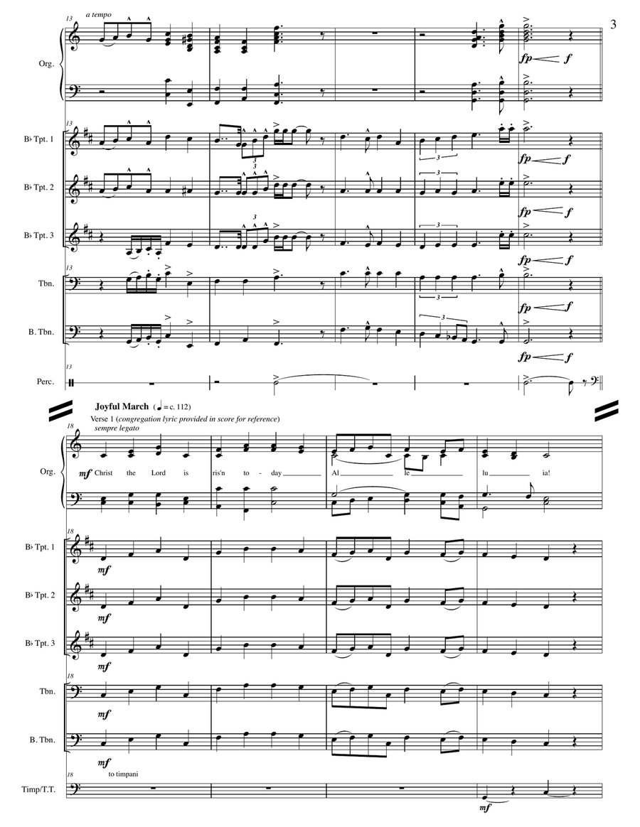 Christ the Lord is Risen Today Brass Ensemble scores gallery preview page 3