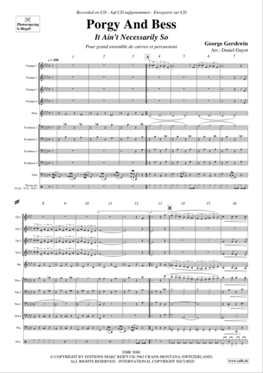 Porgy & Bess - It Ain't Necessarily So Brass Ensemble scores gallery preview page 3