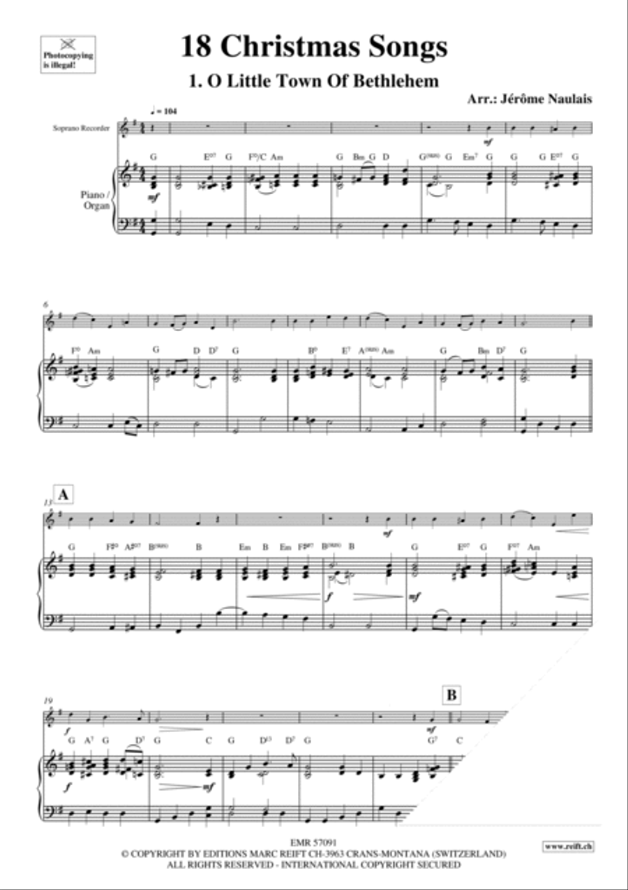 18 Christmas Songs Soprano Recorder scores gallery preview page 4