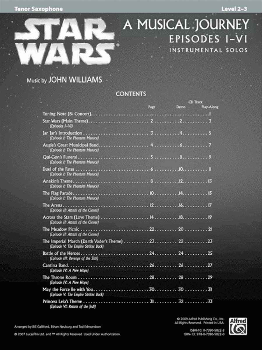 Star Wars I-VI Instrumental Solos - Tenor Saxophone image number null