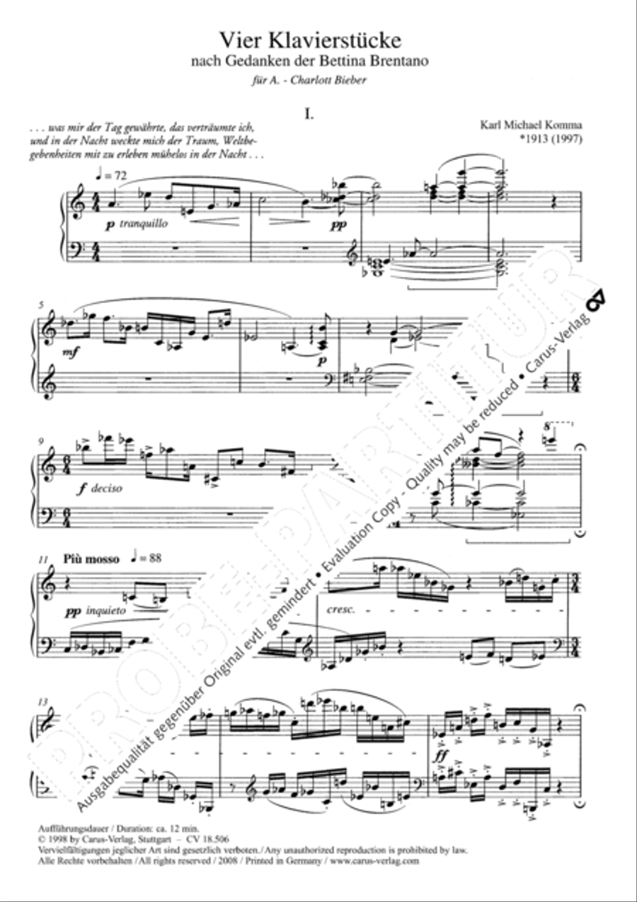 Vier Klavierstucke Vier Klavierstucke Piano Solo scores gallery preview page 6