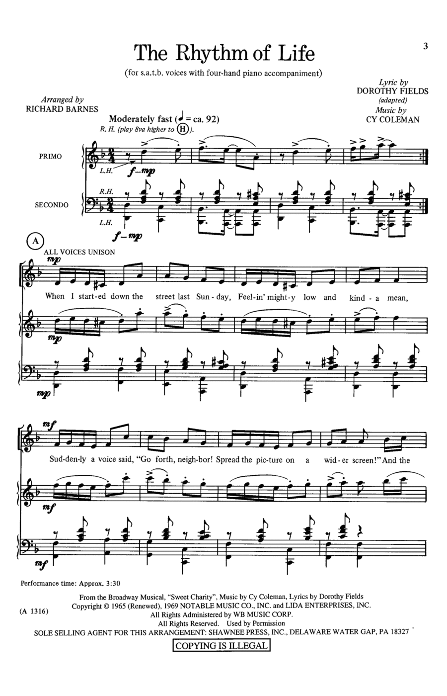 The Rhythm Of Life (from Sweet Charity) (arr. Richard Barnes) 4-Part scores gallery preview page 1