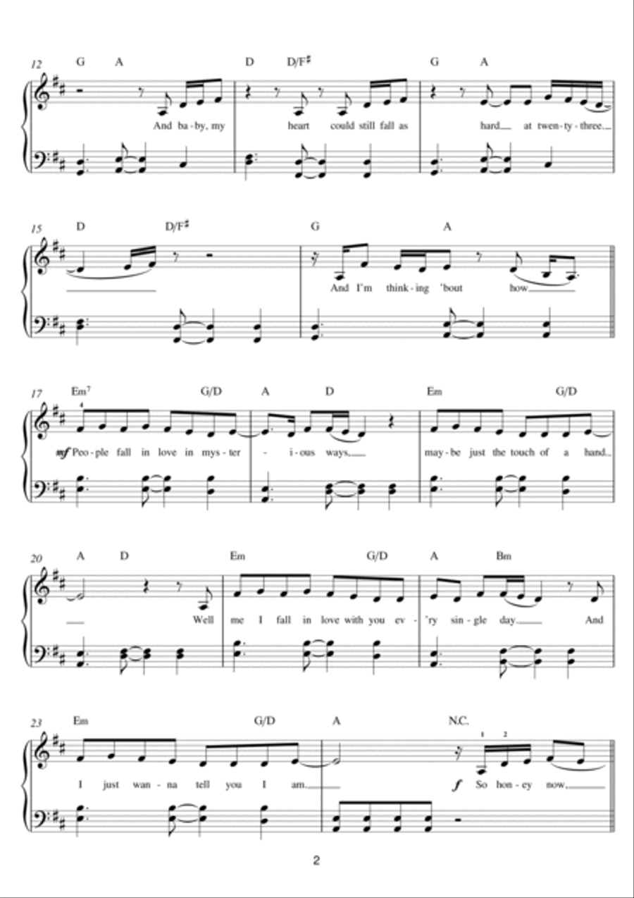 Thinking Out Loud Easy Piano scores gallery preview page 2