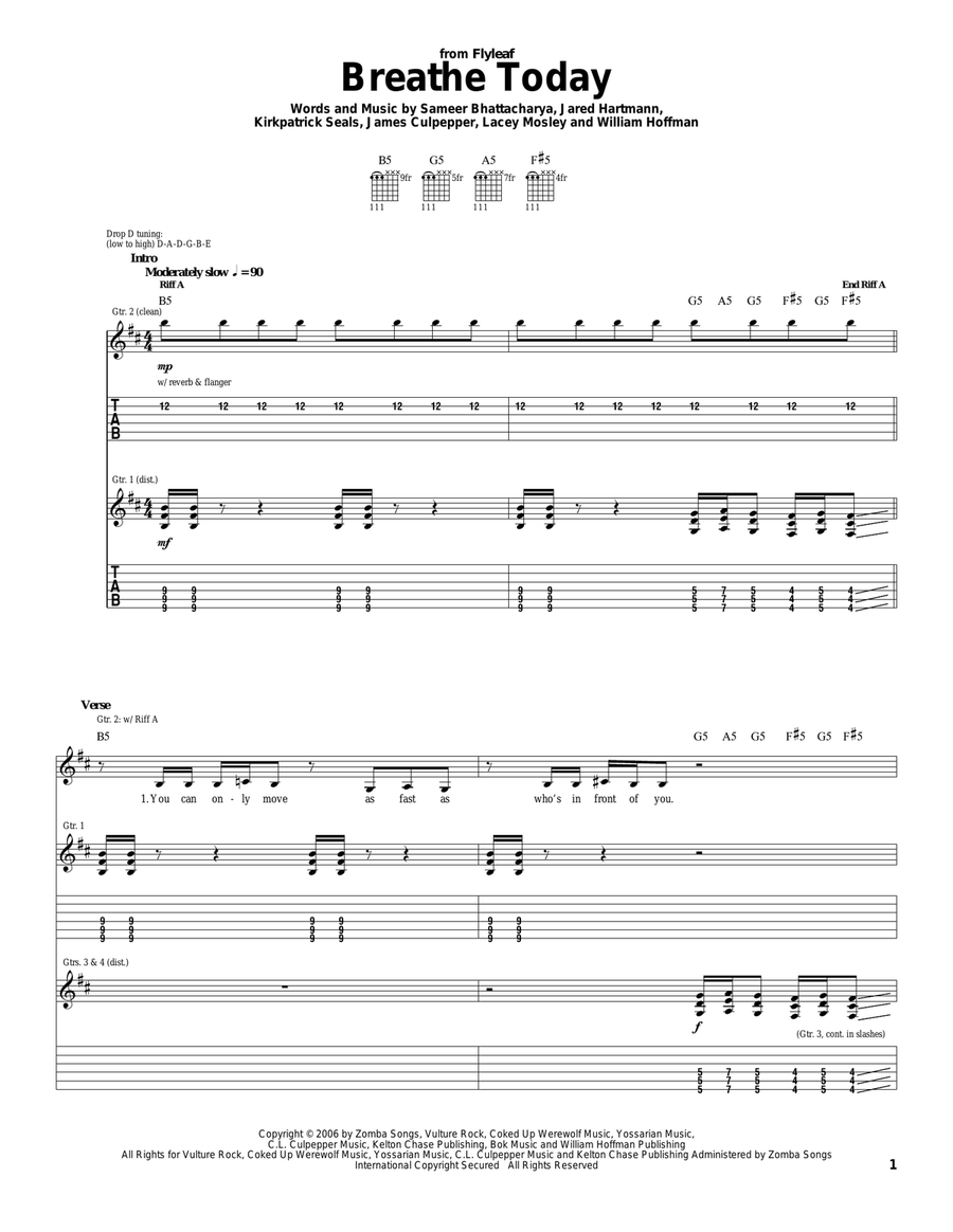 Breathe Today Acoustic Guitar scores gallery preview page 1