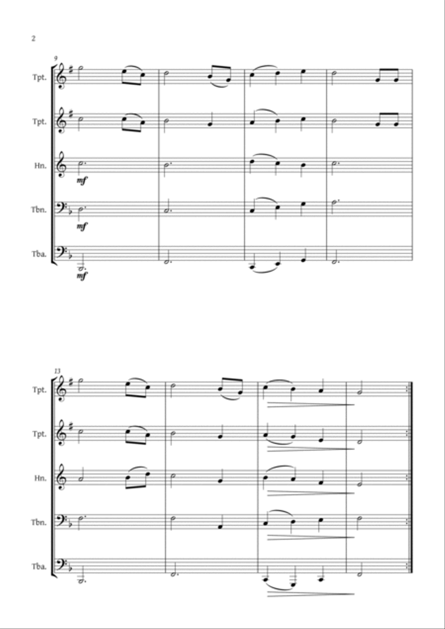 Brahms Lullaby - Brass Quintet Brass Quintet scores gallery preview page 2