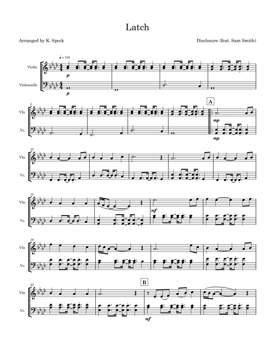 Latch Latch String Duet scores gallery preview page 1