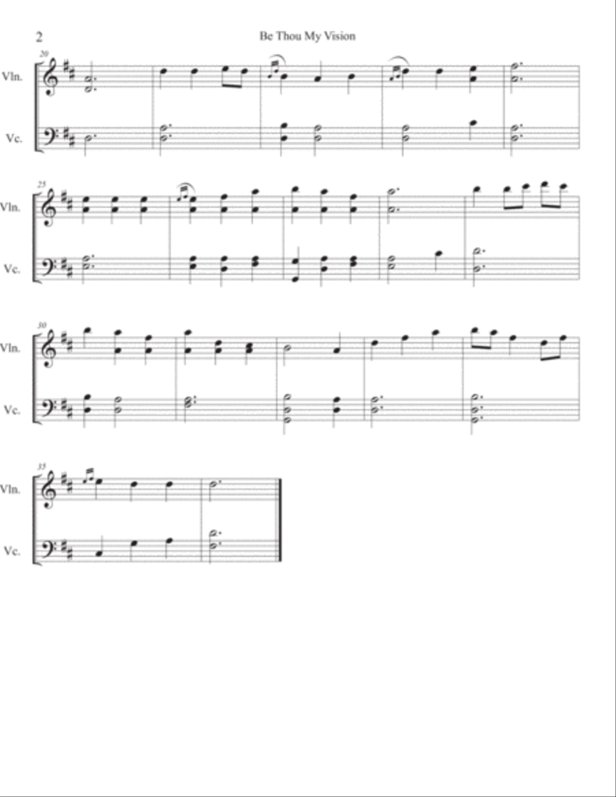 Be Thou My Vision for violin and cello Cello scores gallery preview page 2