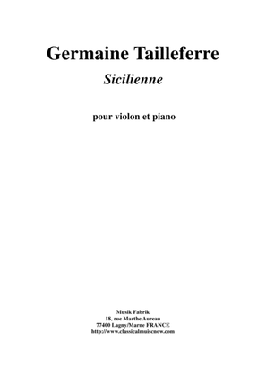 Book cover for Germaine Tailleferre: Sicilienne for violin and piano
