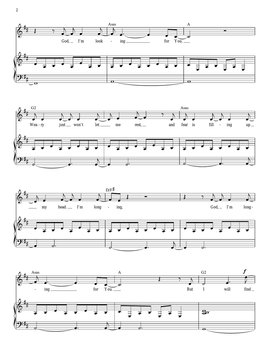 Find You On My Knees Piano, Vocal, Guitar scores gallery preview page 2