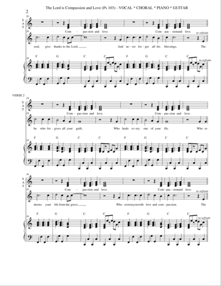 The Lord is Compassion and Love (Psalm 103) Piano, Vocal, Guitar scores gallery preview page 2