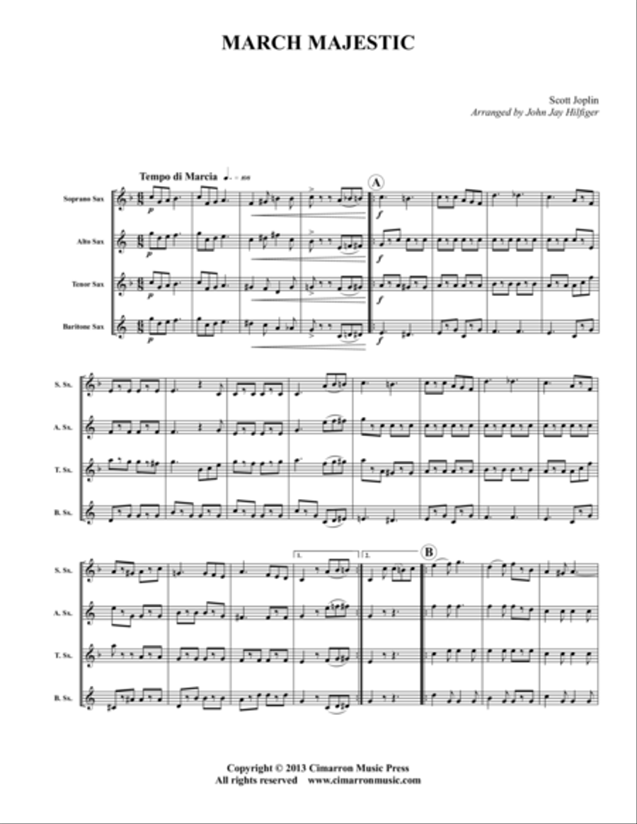 March Majestic March Majestic Saxophone Quartet scores gallery preview page 1