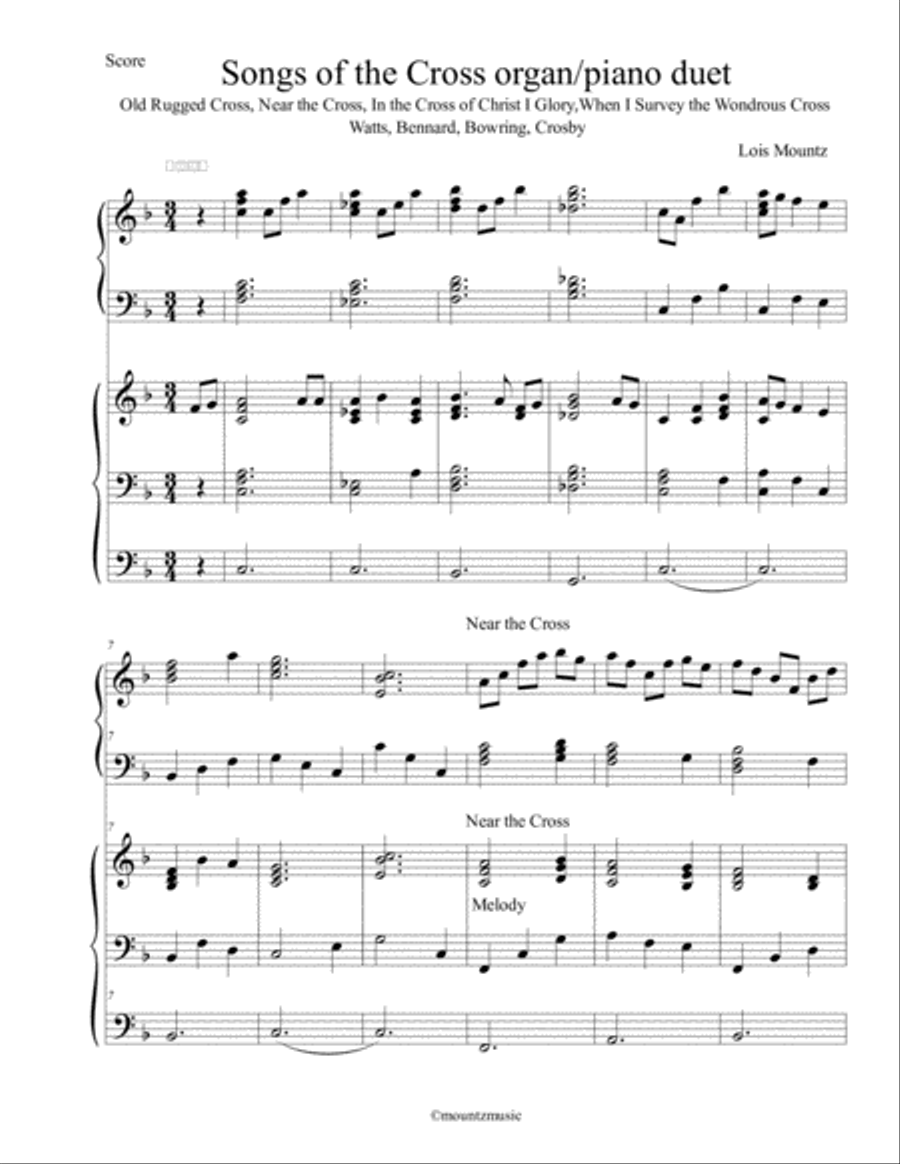 Songs of the Cross Organ/Piano Duet Piano Duet scores gallery preview page 1