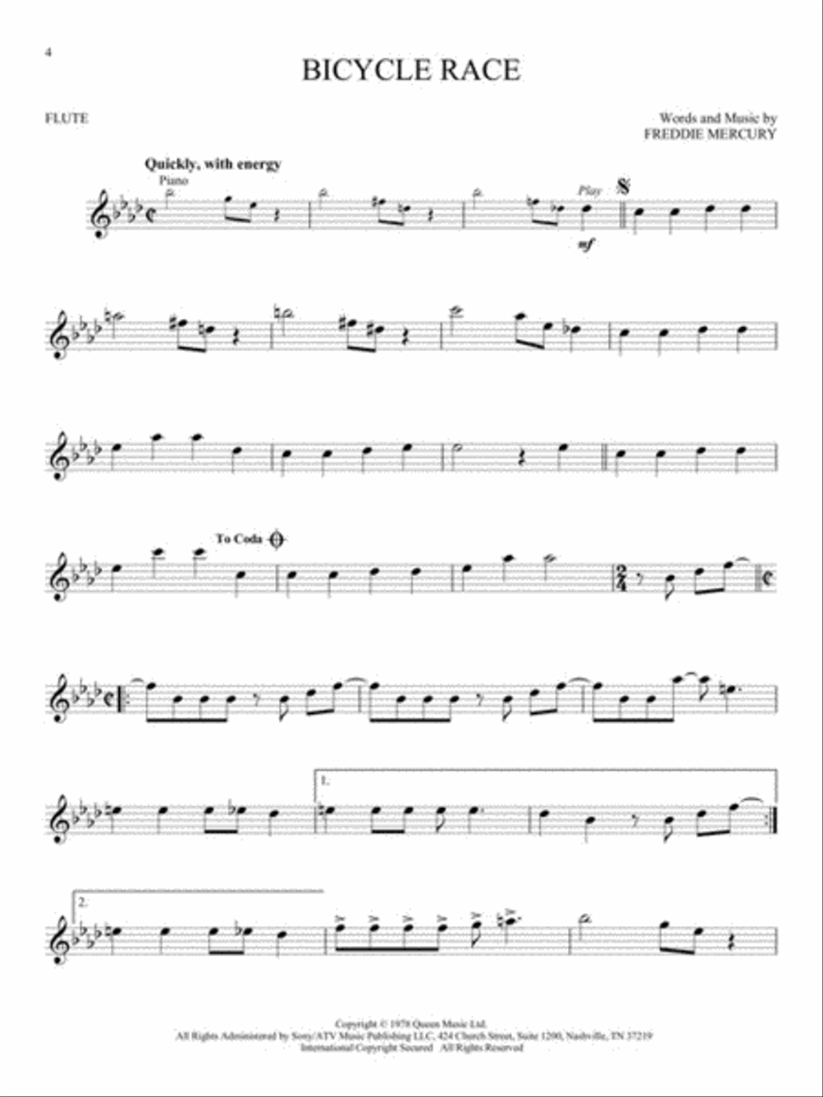 Queen – Updated Edition Flute Solo scores gallery preview page 4