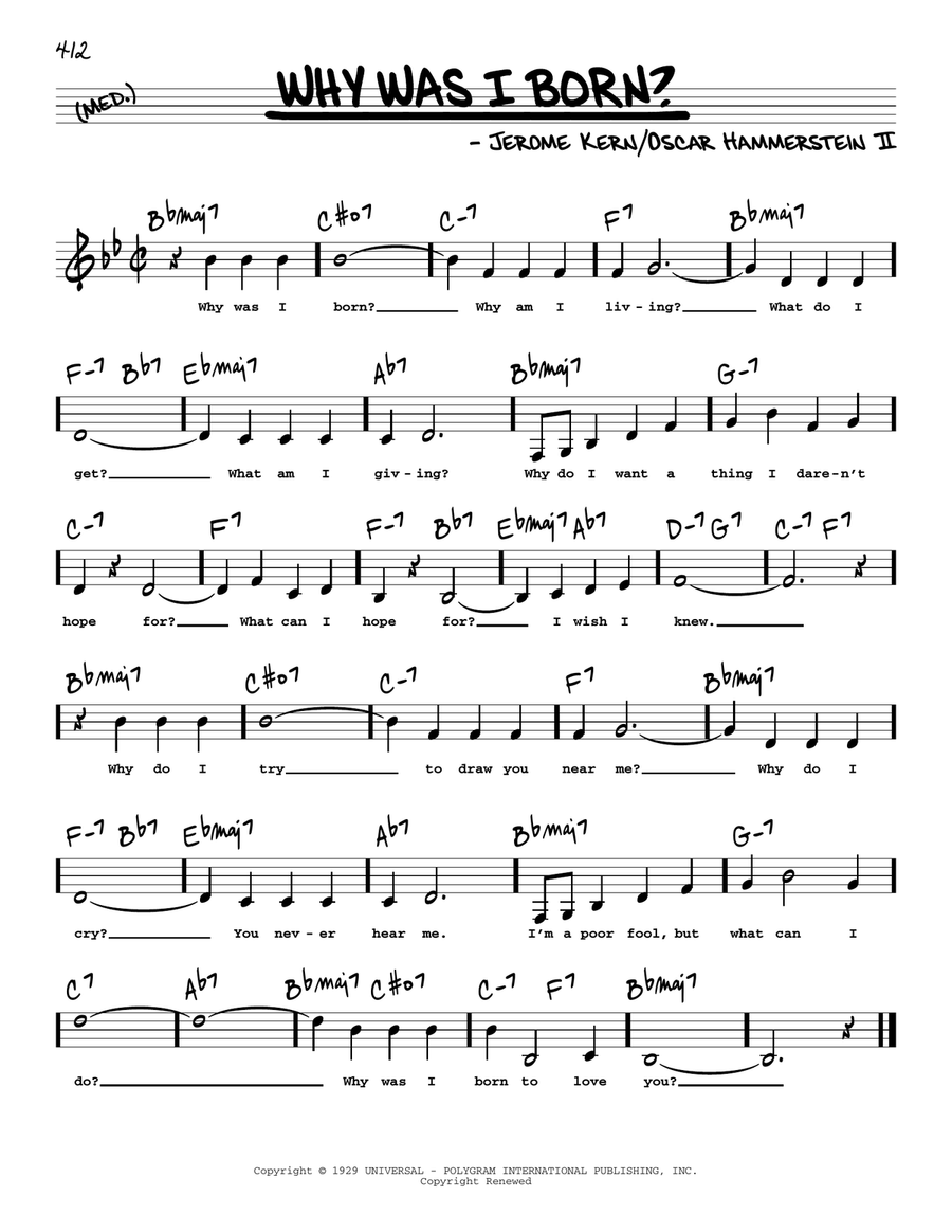 Why Was I Born? (Low Voice) Low Voice scores gallery preview page 1