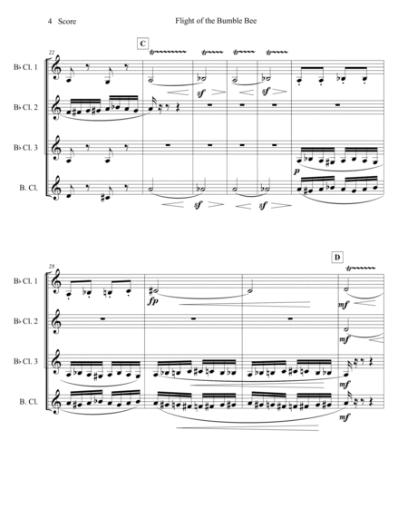 Flight of the Bumble Bee for clarinet quartet image number null